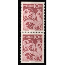 1961 - Sverige -  AFA 484Co & 484Cn - Frimærke - Lodret par - Postfrisk - Ølandsk helleristning